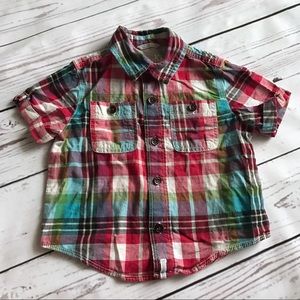 Oshkosh Short Sleeve Plaid Button Up